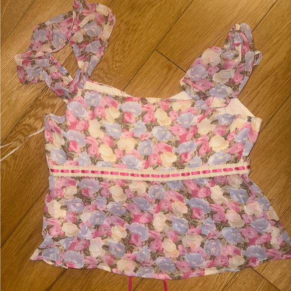 Floral Mini Dress with Ruffle Sleeves - Picture 4 of 7